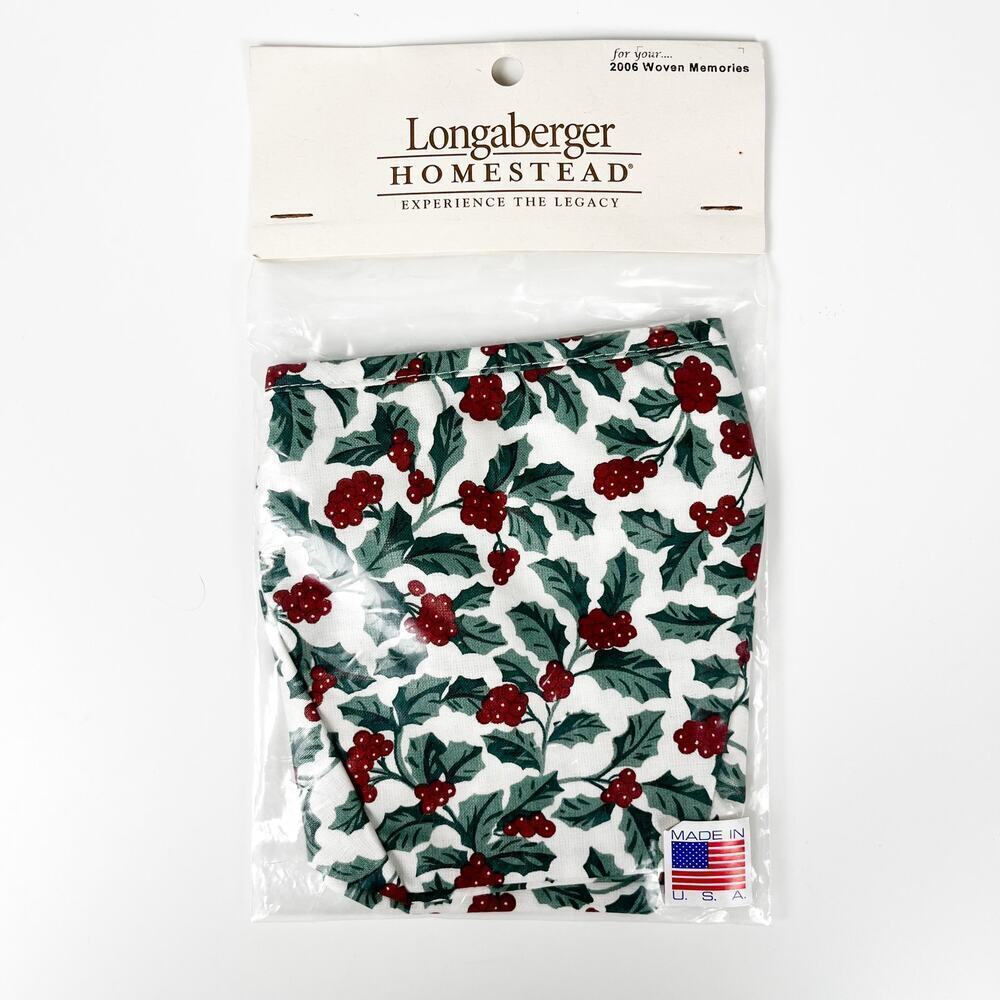 NEW Longaberger 2006 Woven Memories Basket Liner Button Holly‎ Christmas